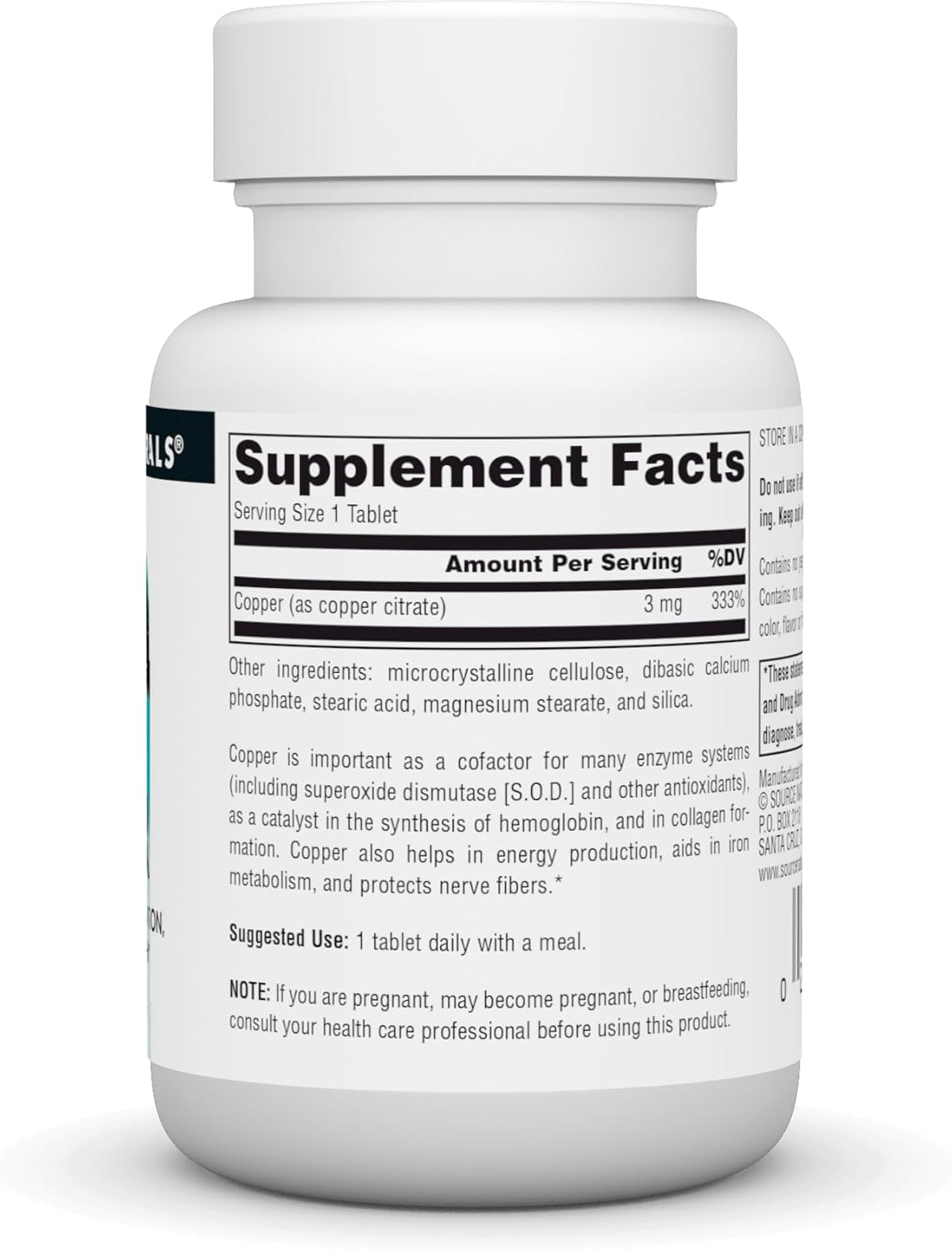 Source Naturals Copper Tablets - 3 mg, Supports Energy, Cognition, and Immune Health - 60 Count