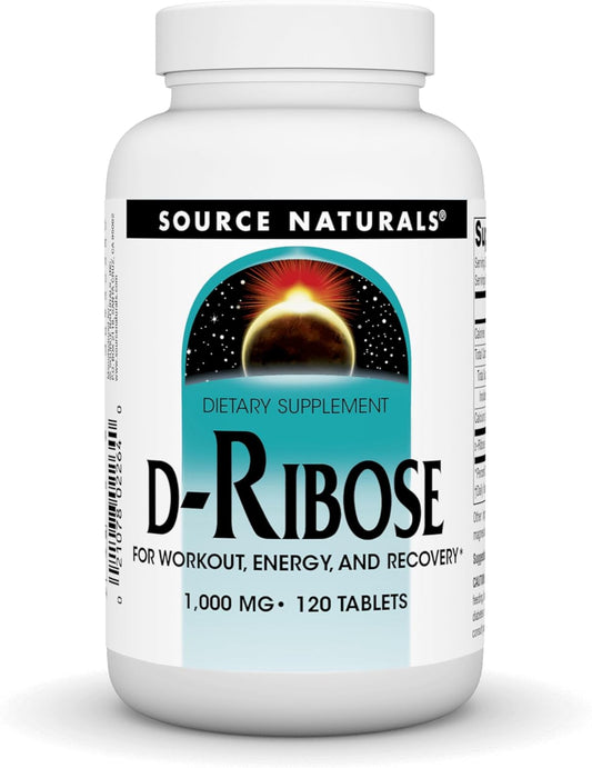 Source Naturals D-Ribose Supplement for Enhanced Workout Performance and Energy Recovery - 120 Tablets