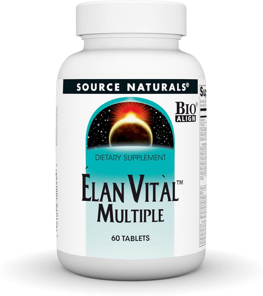 Source Naturals Elan Vital Multiple Tablets - Supports Brain, Heart, Liver, Immune System, Energy Boost - 60 Count