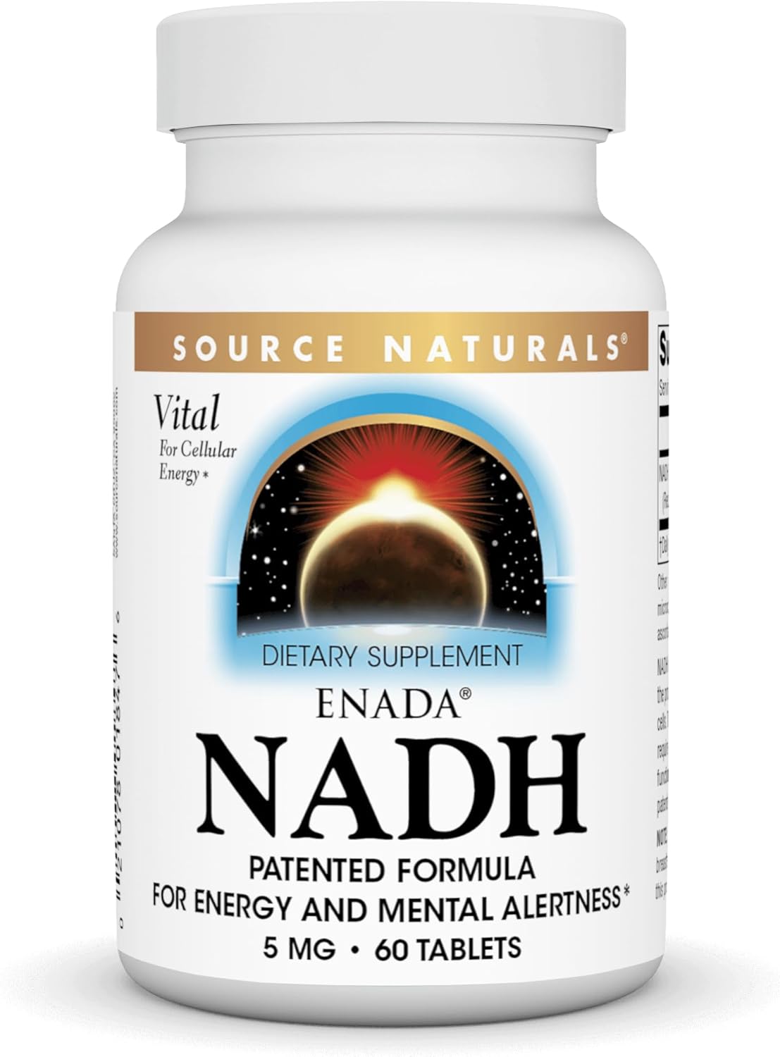 Source Naturals Enada NADH 5mg - Energy Boosting Coenzyme Supplement, 60 Tablets