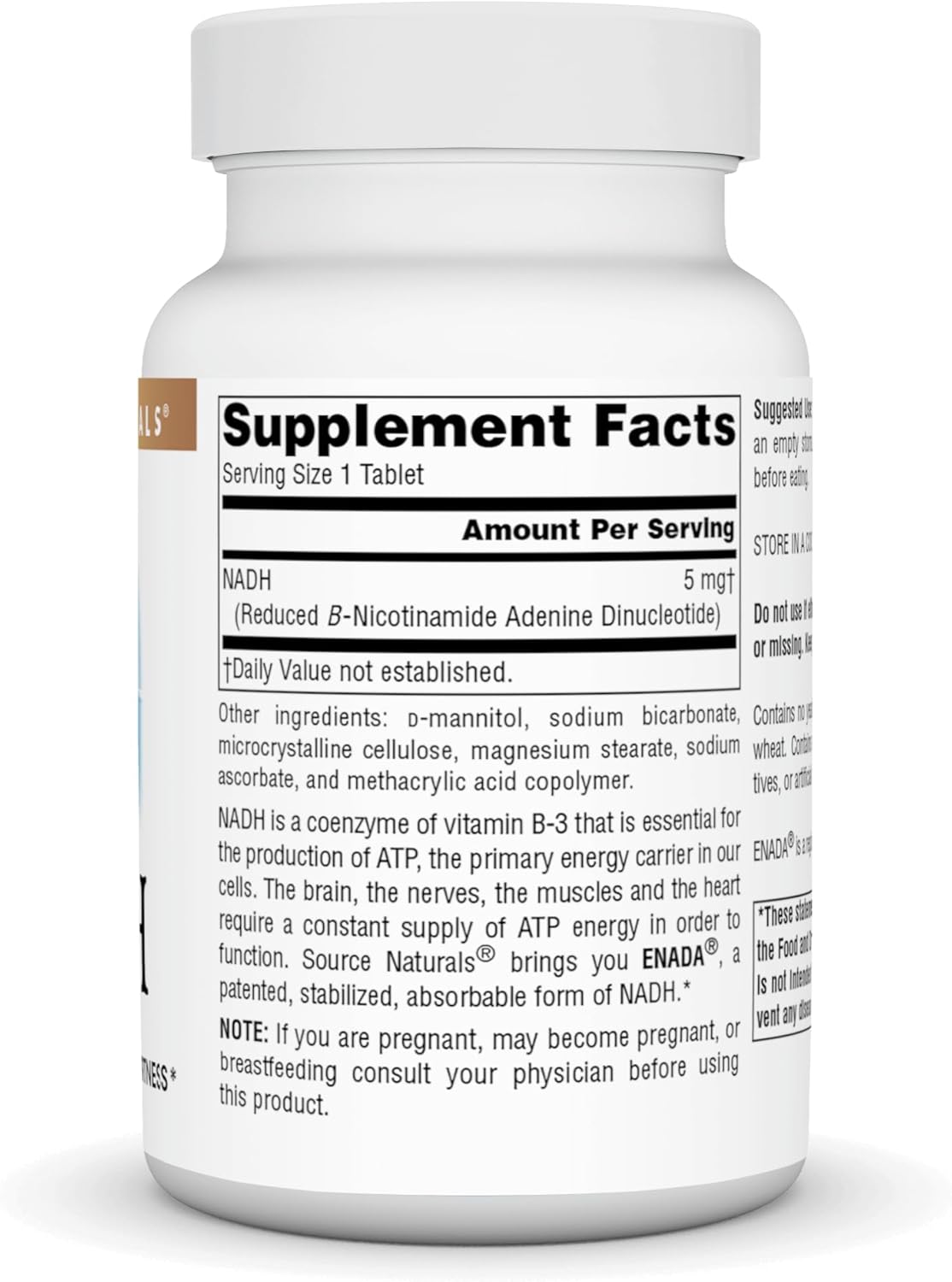 Source Naturals Enada NADH 5mg - Energy Boosting Coenzyme Supplement, 60 Tablets