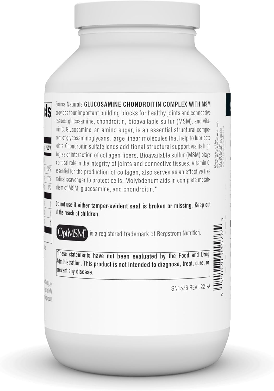 Source Naturals Glucosamine Chondroitin MSM Complex - Supports Joint and Tissue Health - 240 Tablets