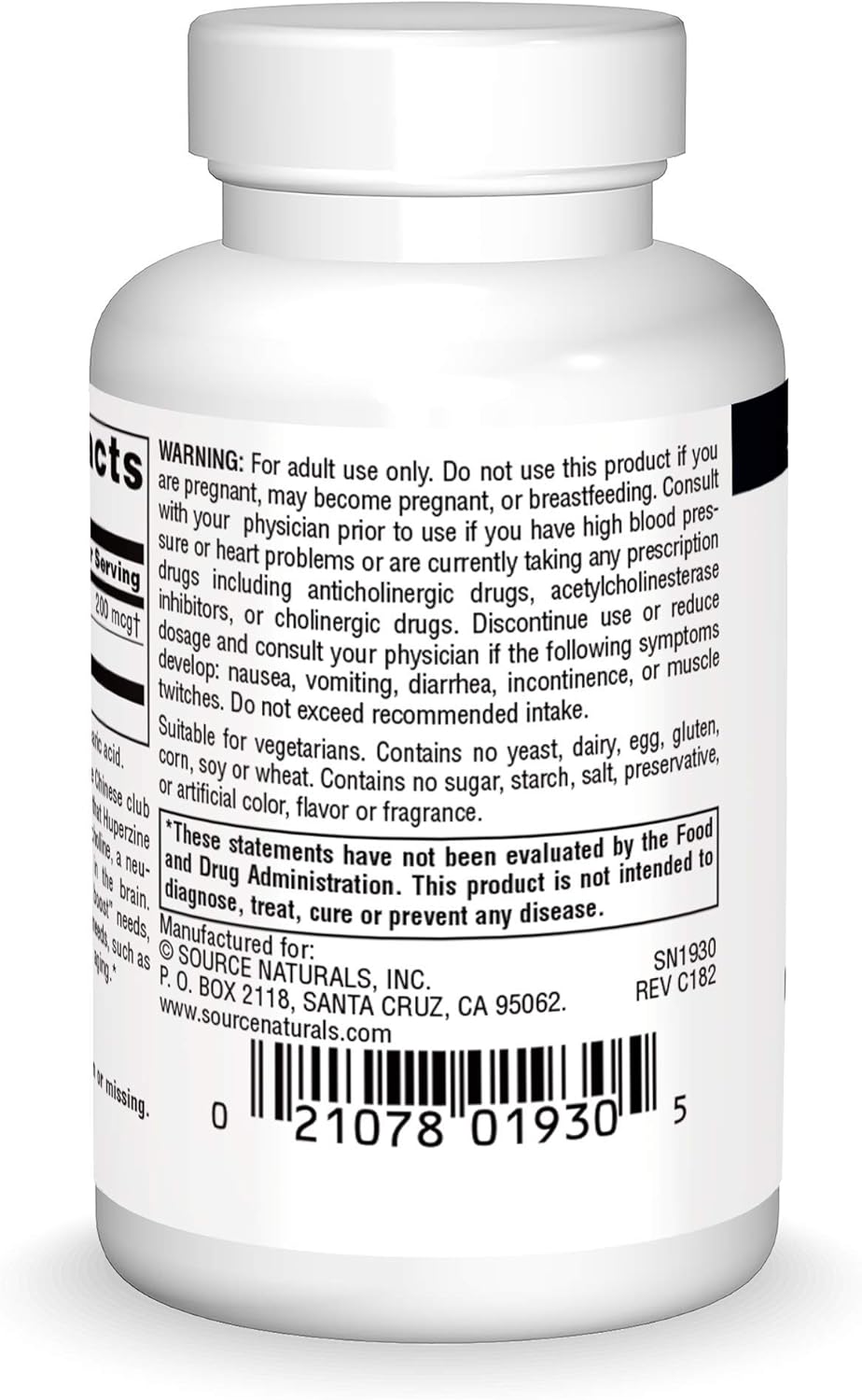 Source Naturals Huperzine A Supplement 200 mcg - Supports Learning & Memory - 60 Tablets