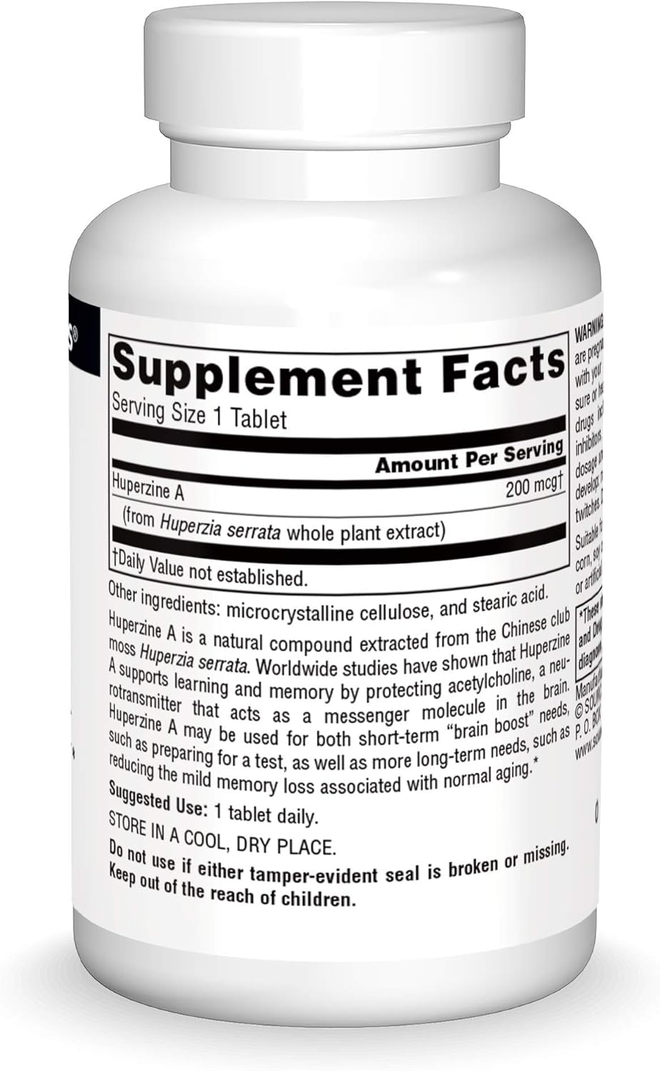 Source Naturals Huperzine A Supplement 200 mcg - Supports Learning & Memory - 60 Tablets