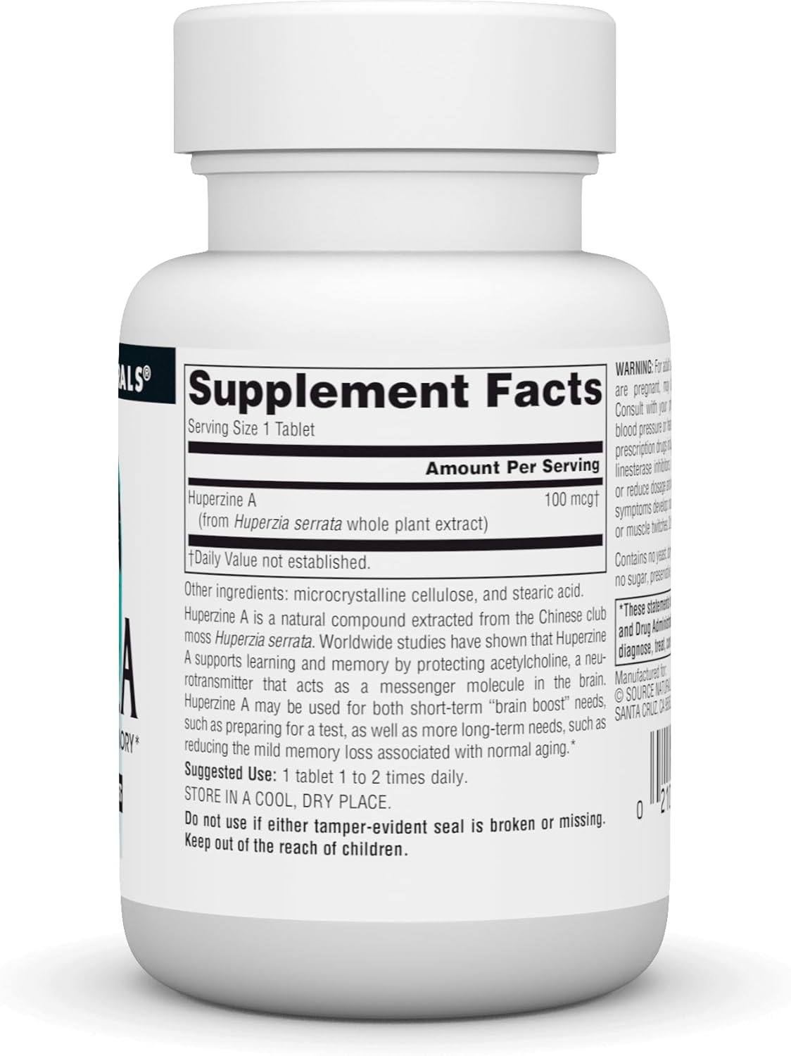 Source Naturals Huperzine A Supplement for Enhanced Learning and Memory Support - 100mcg, 120 Tablets