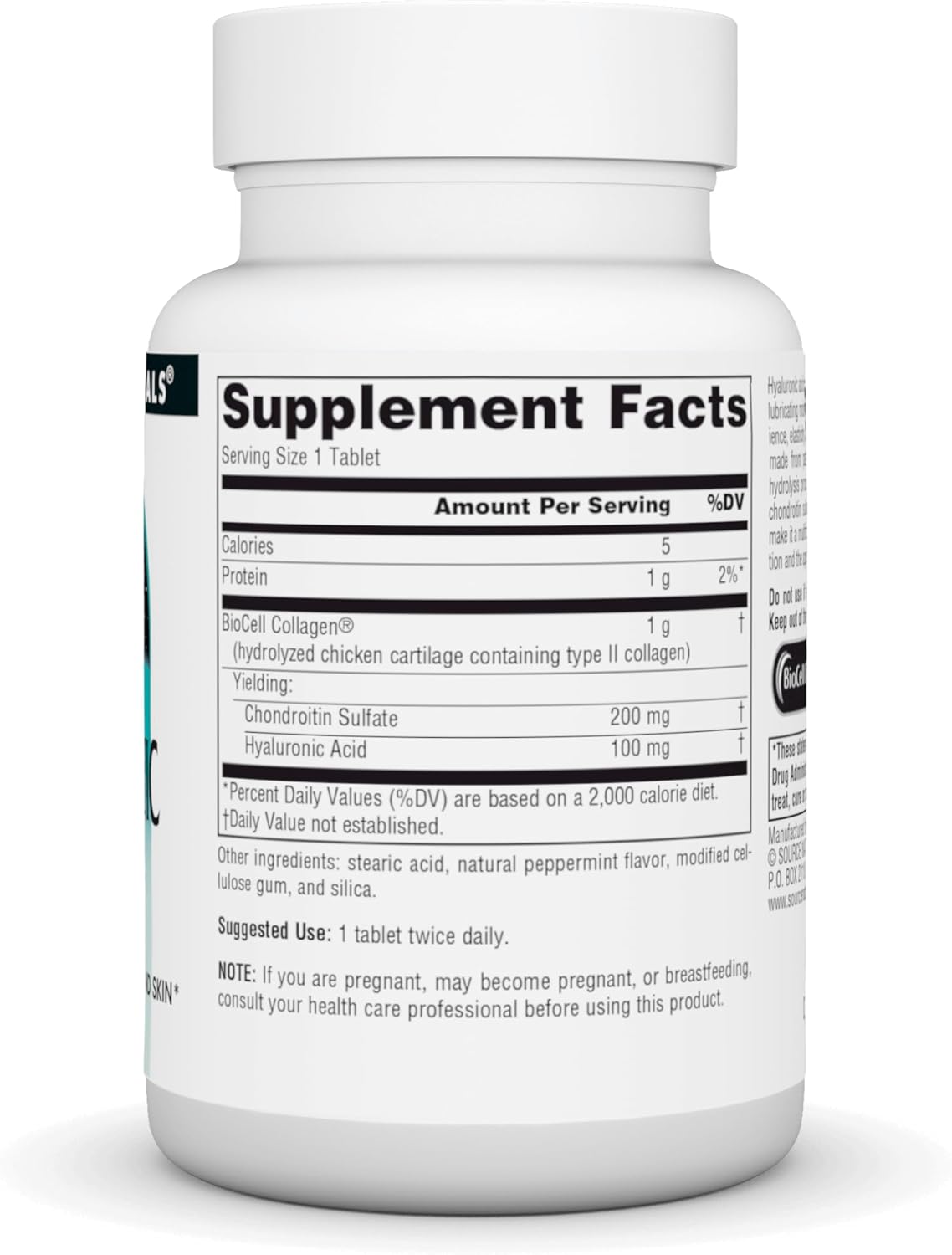 Source Naturals Hyaluronic Acid Tablets for Healthy Joints and Skin - 100mg, 30 Count