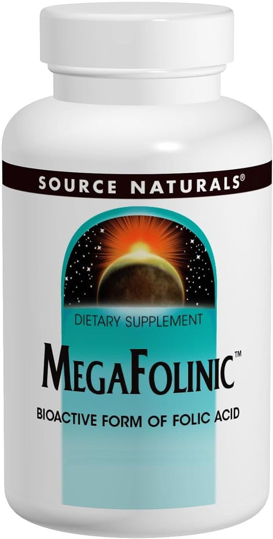 Source Naturals Inc. Mega Folinic Acid 120 Tablets - High Potency Folate Supplement
