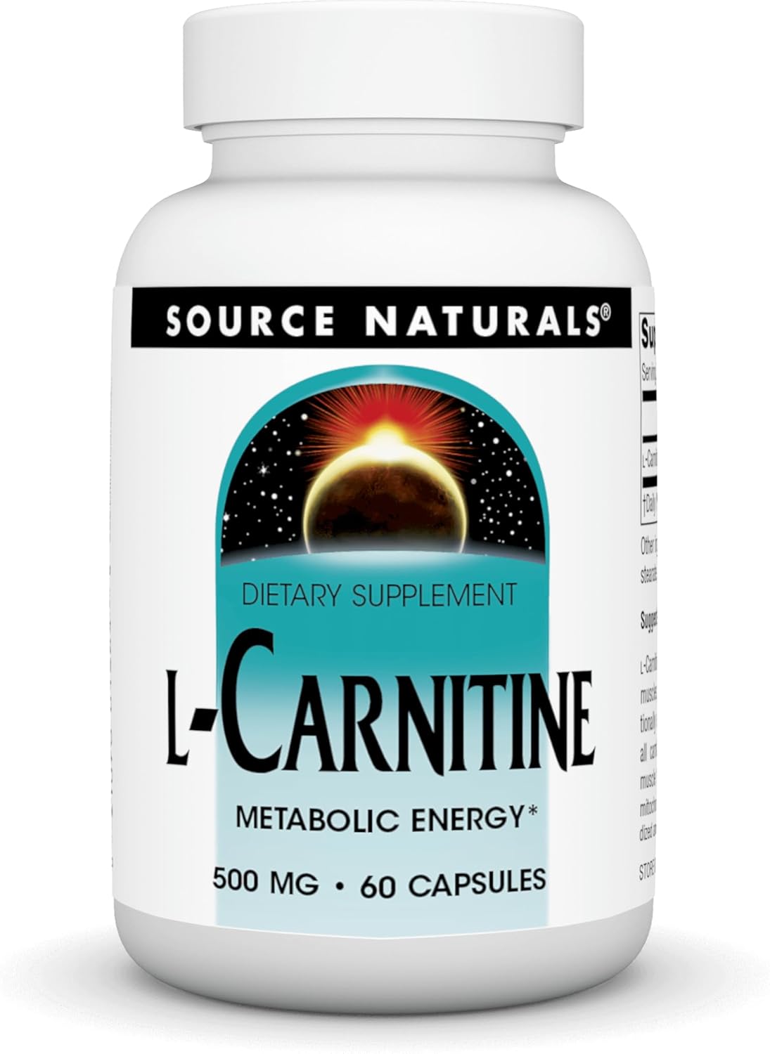 Source Naturals L-Carnitine 500 mg Capsules for Boosting Metabolic Energy - 60 Count