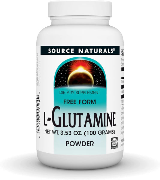 Source Naturals L-Glutamine Powder for Metabolic Energy Support - 100g Free Form Amino Acid Supplement