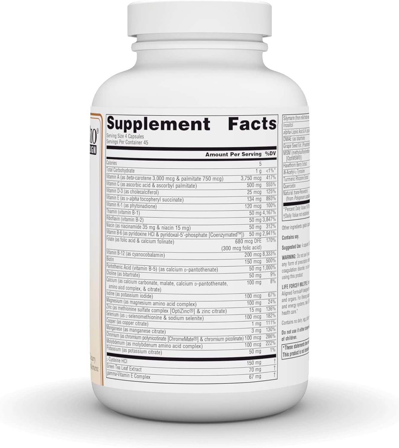 Source Naturals Life Force Multiple: Energy Activator, Iron-Free Daily Multivitamin with High Potency Nutrients - 180 Capsules