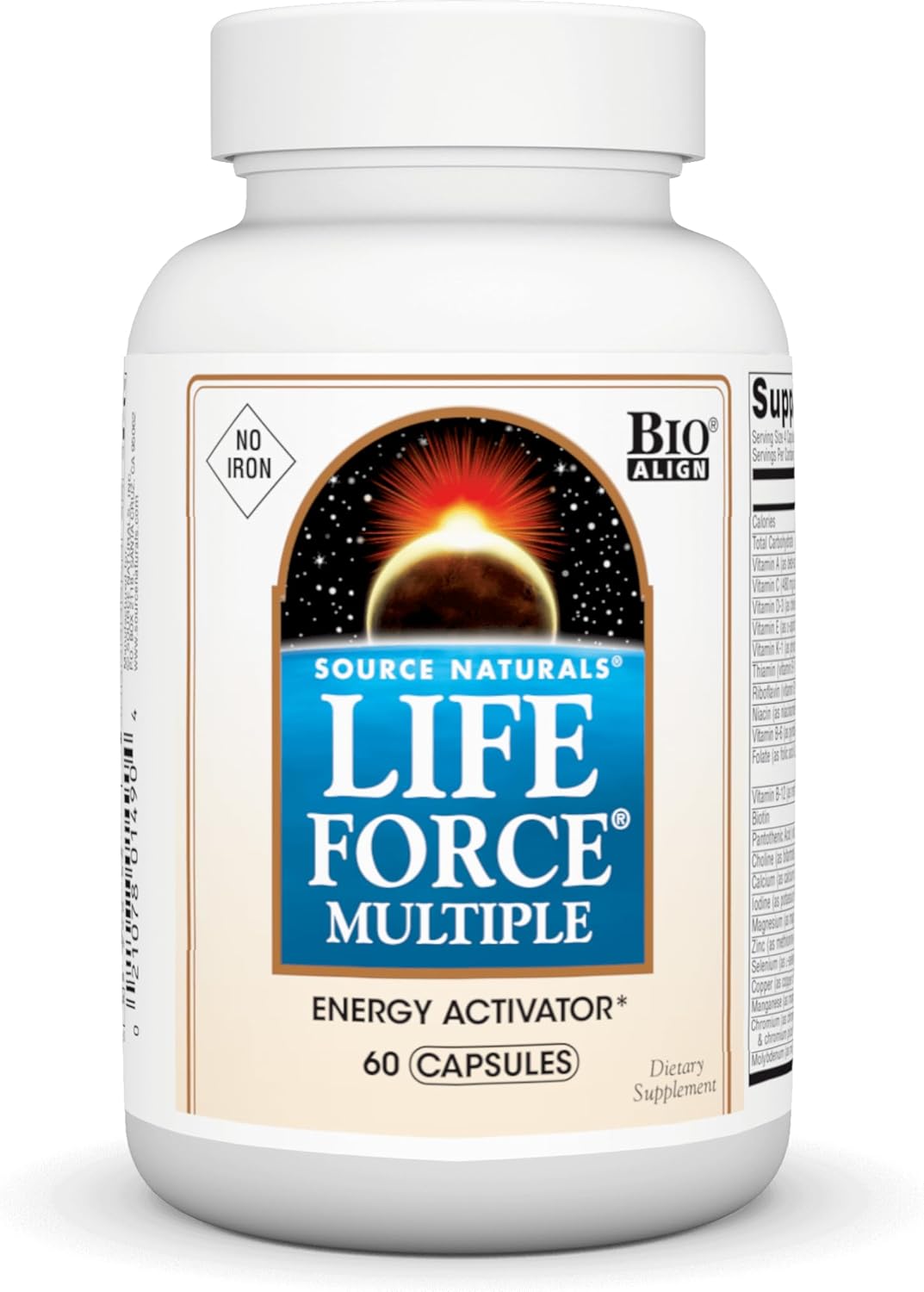 Source Naturals Life Force Multiple Iron-Free Daily Multivitamin - High Potency Essential Nutrients for Energy & Immune Support - 60 Capsules