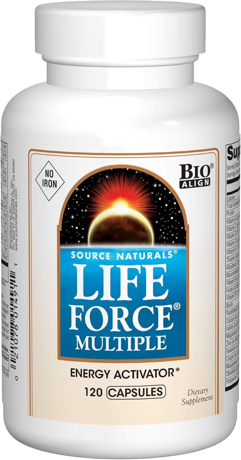 Source Naturals Life Force Multiple Iron-Free Daily Multivitamin - High Potency Essential Nutrients for Energy & Immune Support - 120 Capsules