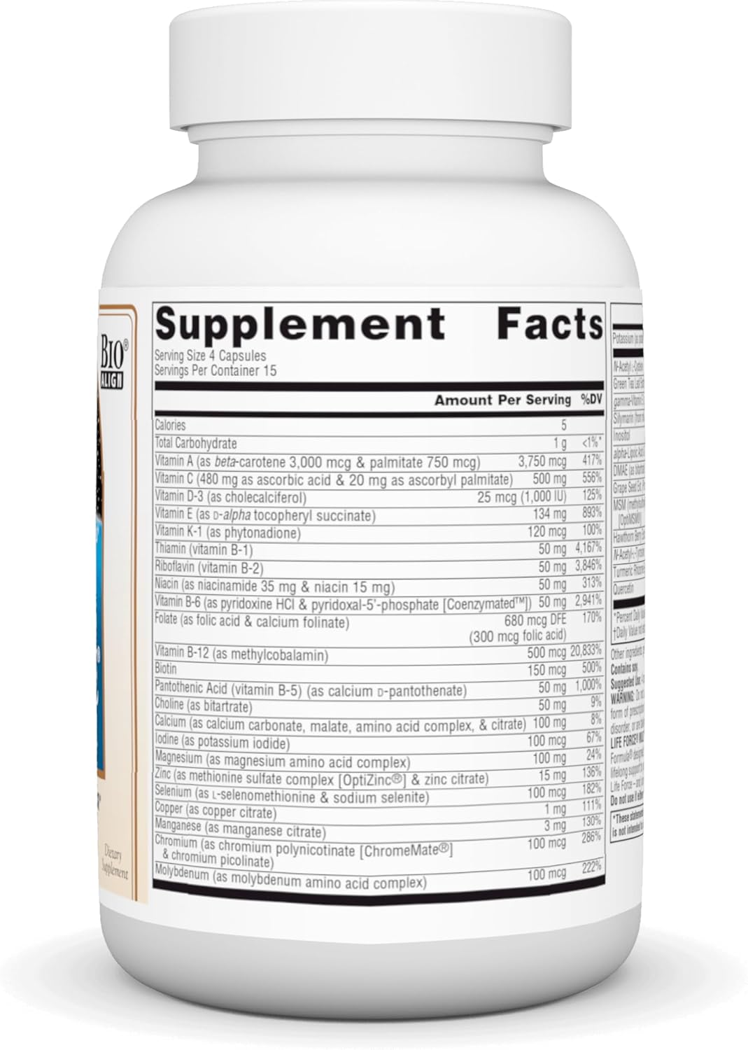 Source Naturals Life Force Multiple Iron-Free Daily Multivitamin - High Potency Essential Nutrients for Energy & Immune Support - 60 Capsules