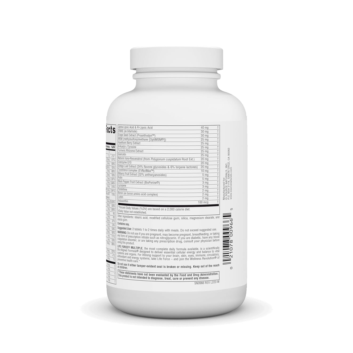 Source Naturals Life Force Multiple Iron Free Daily Multivitamin - High Potency Essential Nutrients for Energy and Immune Support - 120 Tablets