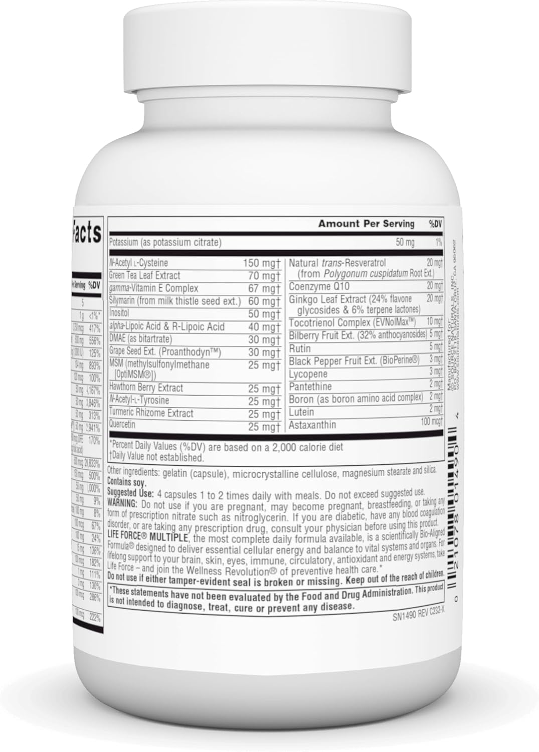 Source Naturals Life Force Multiple Iron-Free Daily Multivitamin - High Potency Essential Nutrients for Energy & Immune Support - 60 Capsules