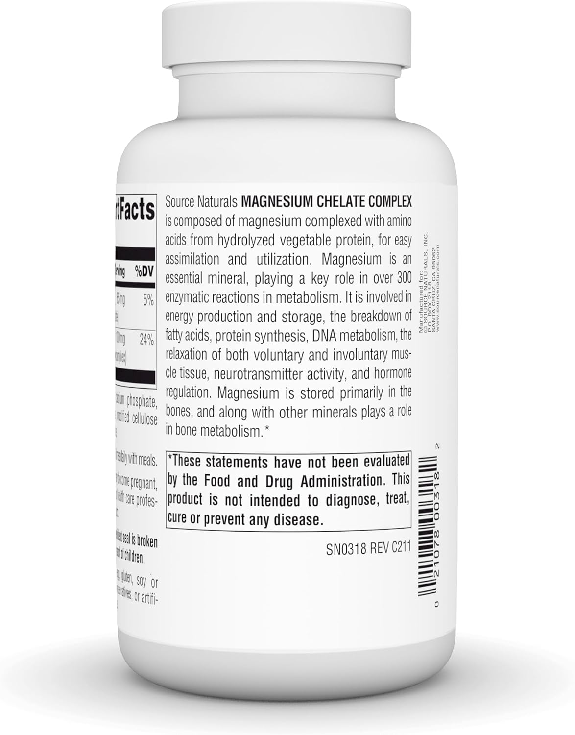 Source Naturals Magnesium Chelate Tablets for Nerve & Muscle Support - 250 Count