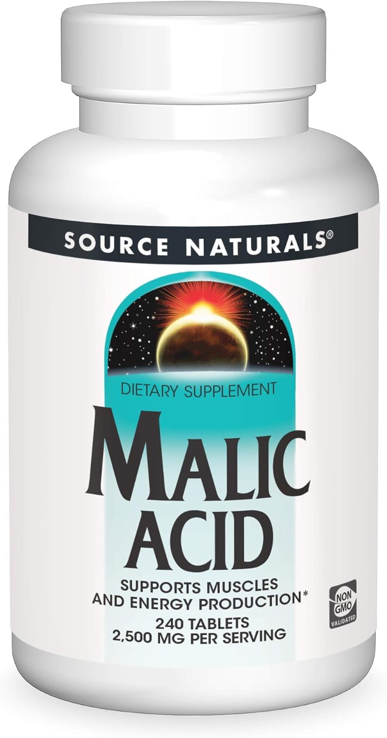 Source Naturals Malic Acid Tablets - 2,500 mg, 240 Count - Supports Muscle and Energy Production