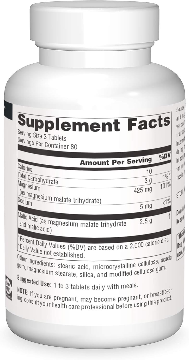 Source Naturals Malic Acid Tablets - 2,500 mg, 240 Count - Supports Muscle and Energy Production