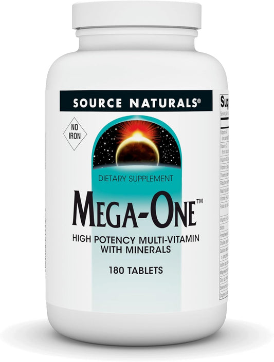 Source Naturals Mega-One Multi-Vitamin and Mineral Supplement - Iron-Free, 180 Tablets