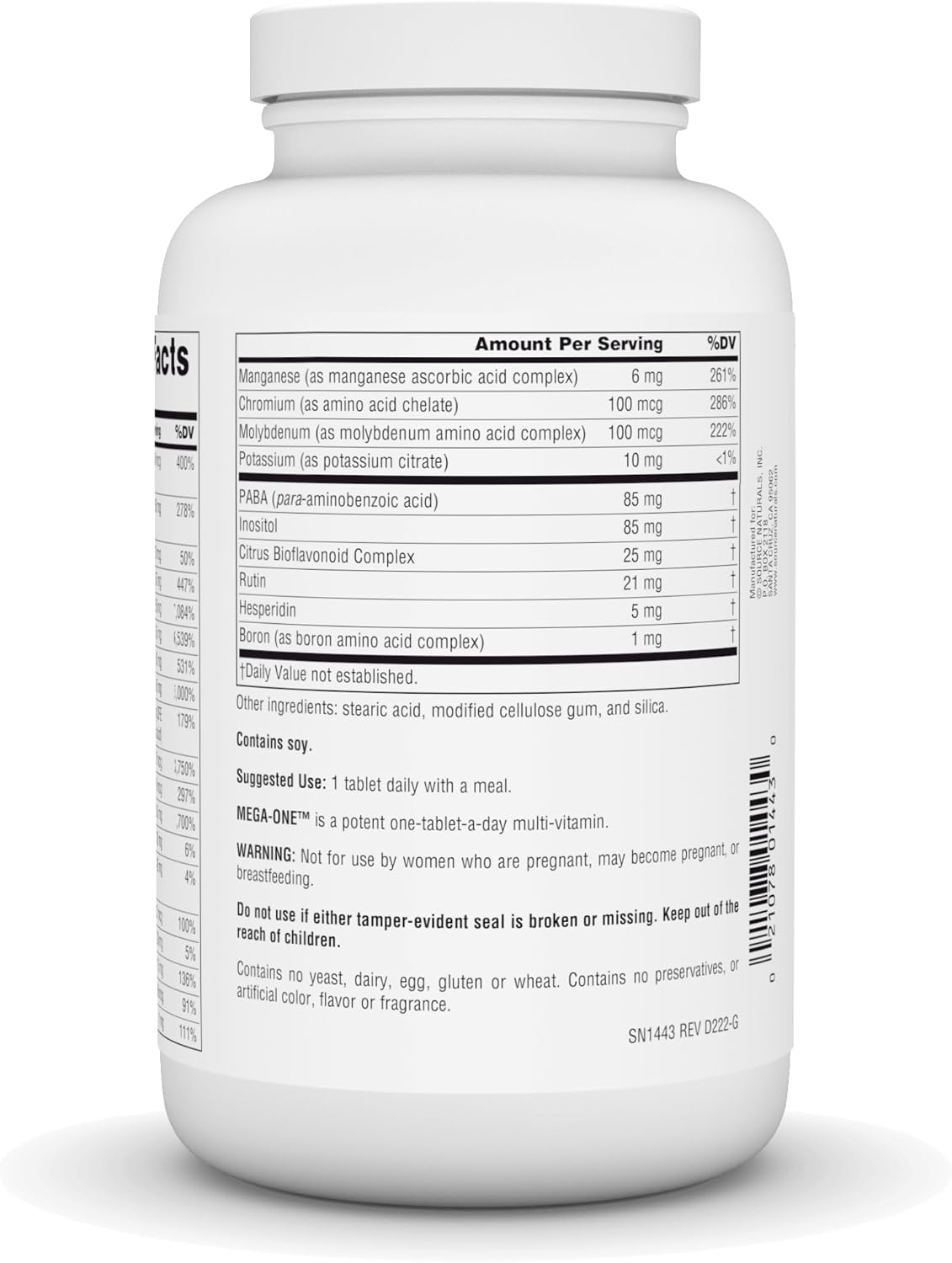 Source Naturals Mega-One Multi-Vitamin and Mineral Supplement - Iron-Free, 180 Tablets