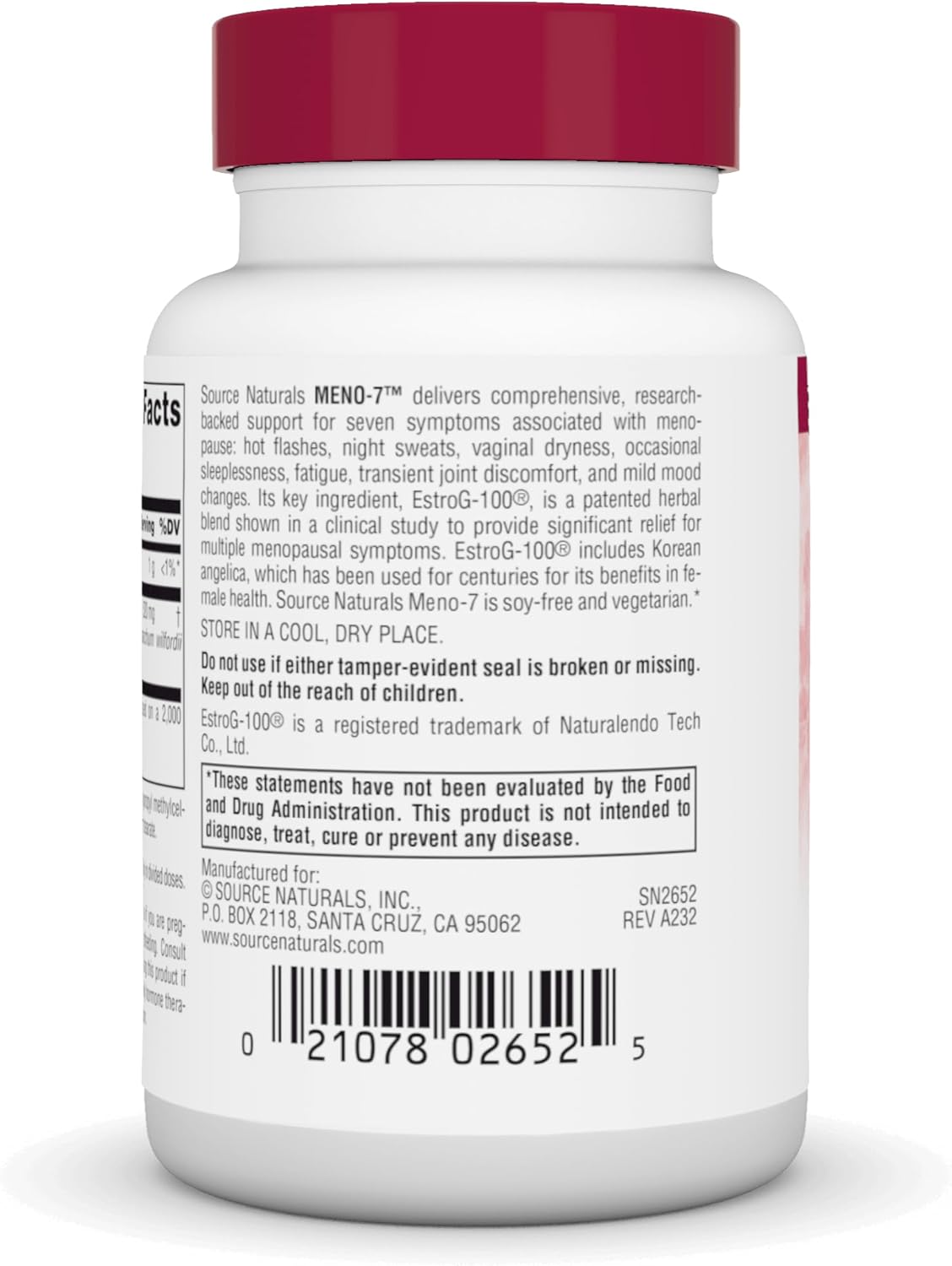 Source Naturals Meno-7, Vegetarian Capsules for Multi-Menopause Symptom Relief - 60 Count
