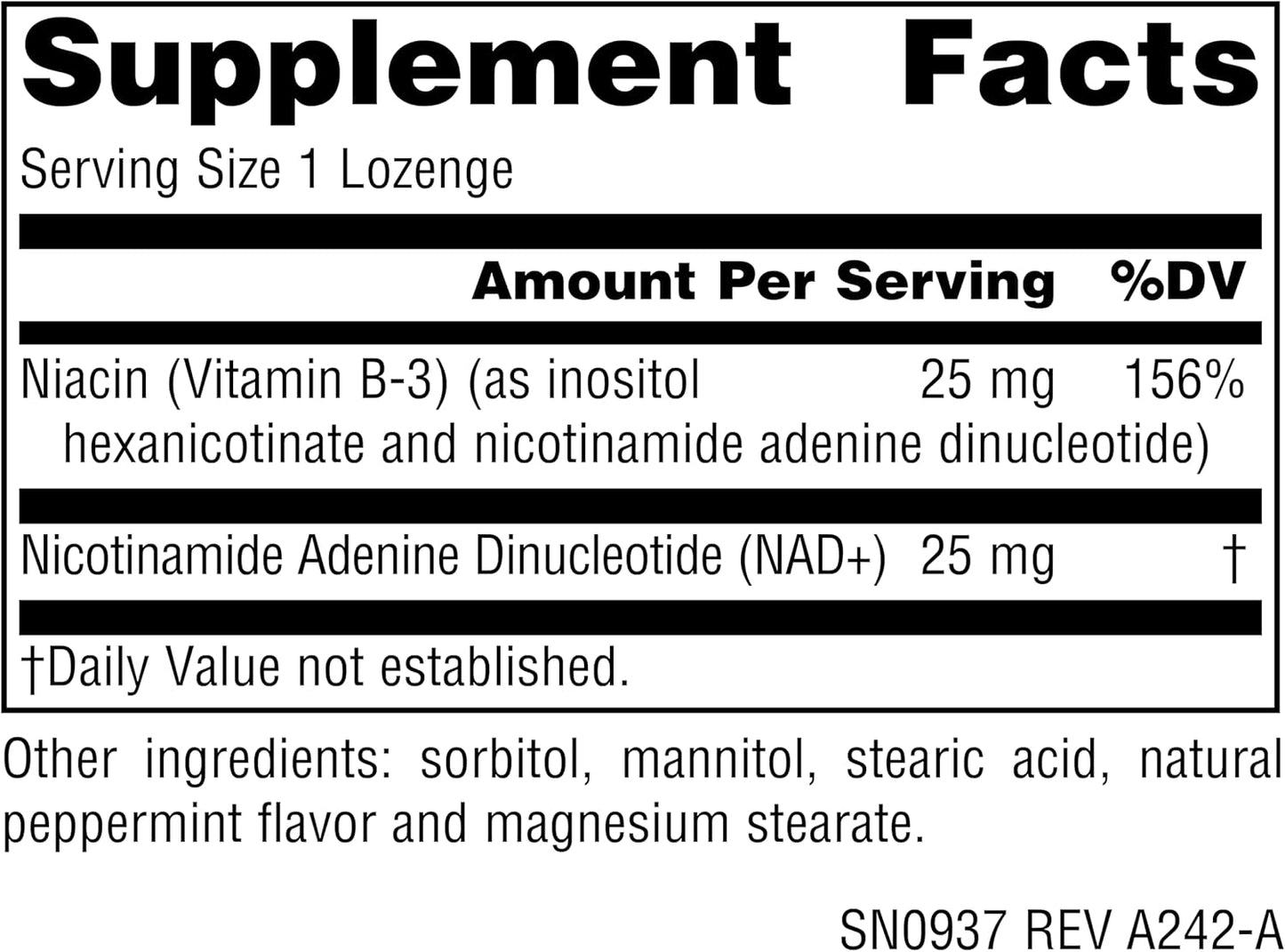 Source Naturals NAD+ Coenzymated B-3 Lozenges 25mg Cellular Energy Support 60 Count