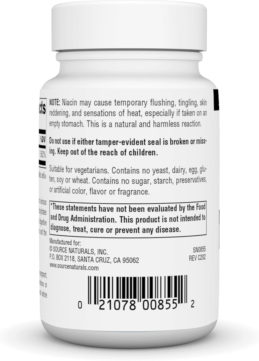 SOURCE NATURALS Niacin 250mg Tablets - 100 Count Bottle