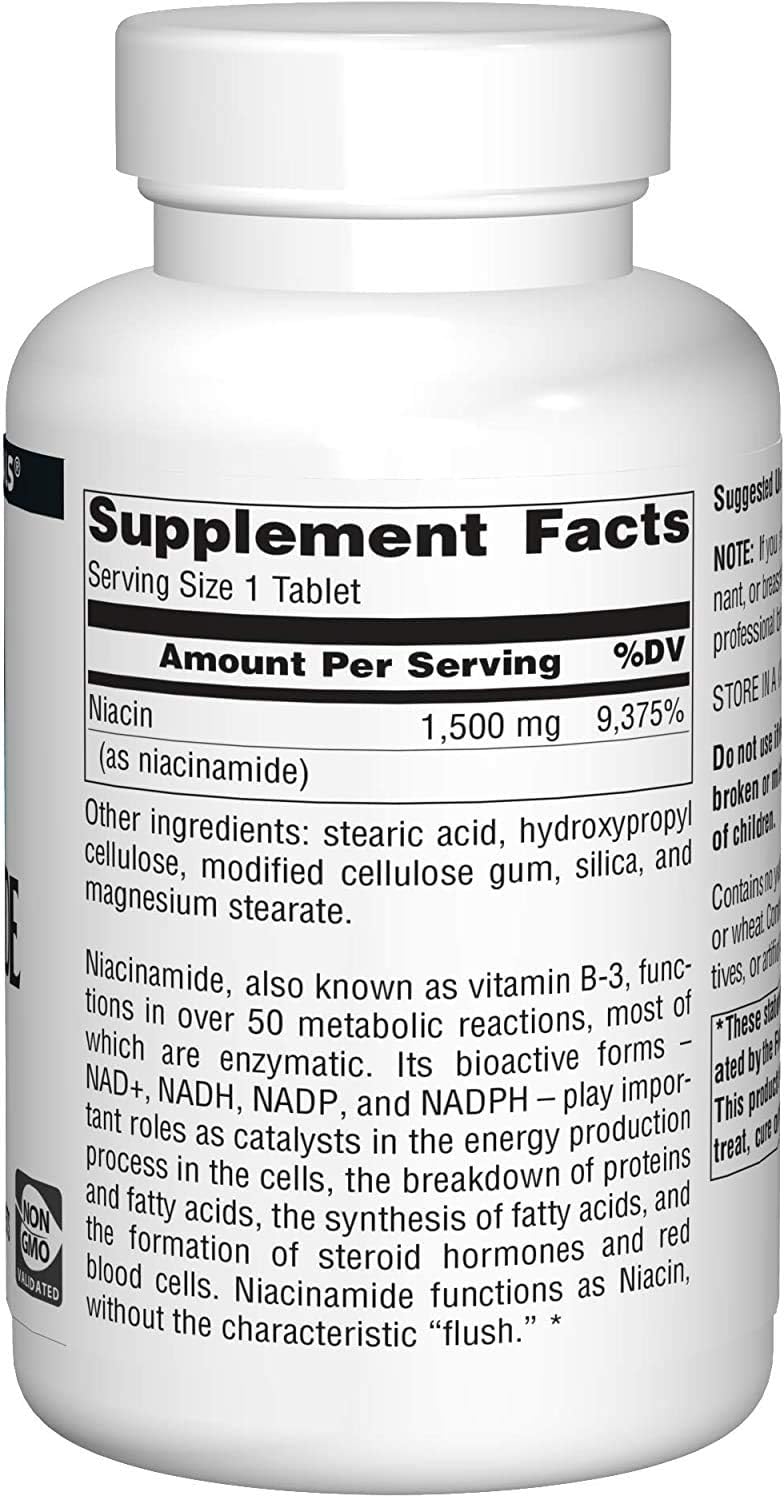 Source Naturals Niacinamide 1500mg, 200 Tablets, Pack of 2