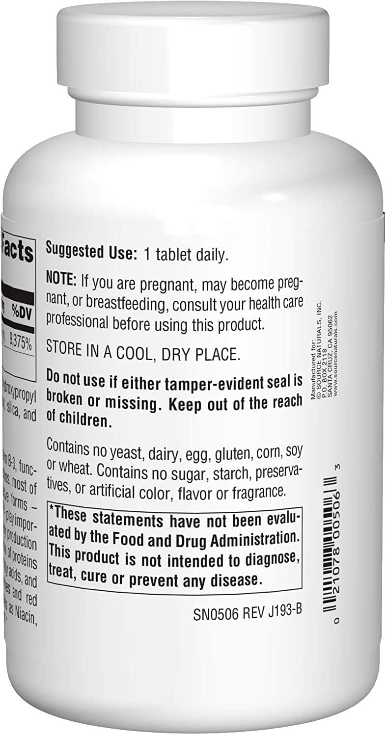 Source Naturals Niacinamide 1500mg, 200 Tablets, Pack of 2