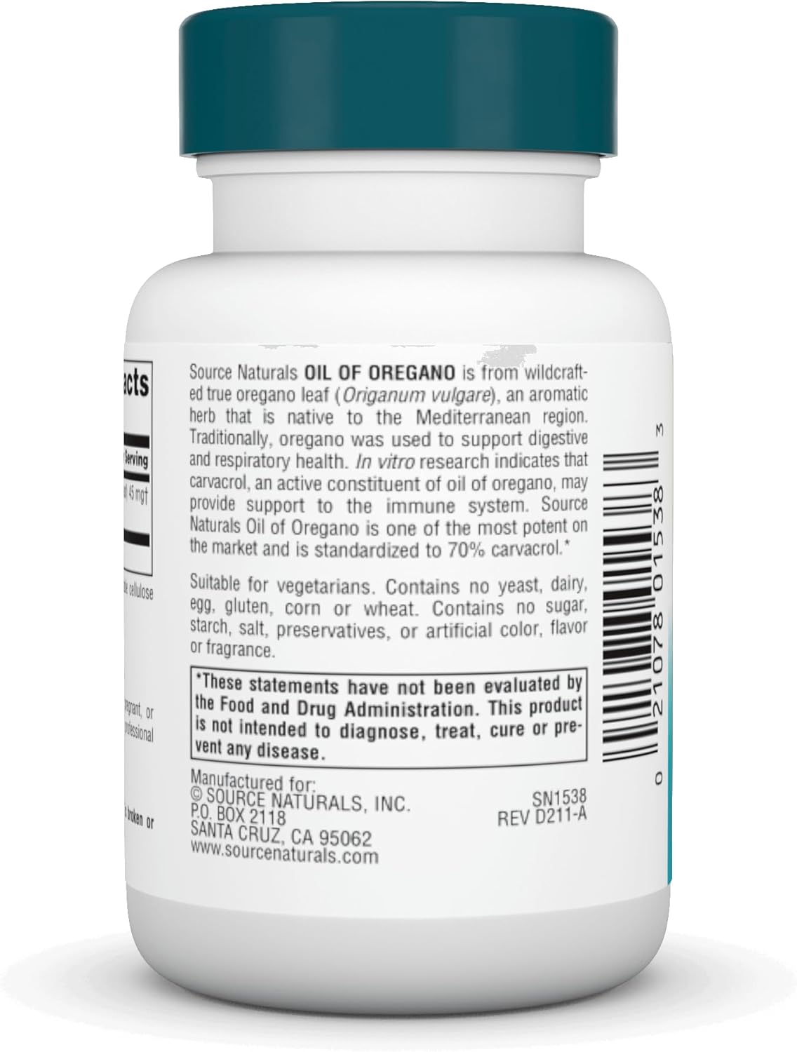 Source Naturals Oil of Oregano Capsules - 70% Carvacrol - 30 Vegetarian Capsules for Wellness