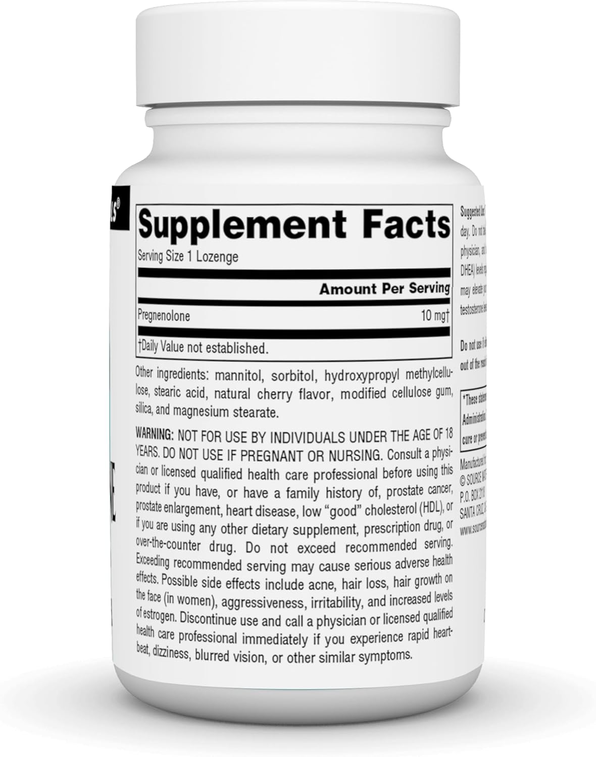 Source Naturals Pregnenolone 10 mg Lozenges - 120 Cherry Flavor Tablets