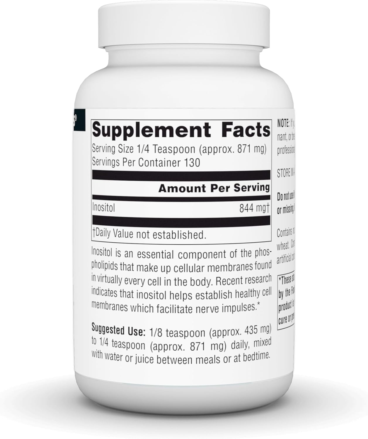 Source Naturals Pure Inositol Powder - Dietary Supplement for Mental Health and Wellness - 4 oz