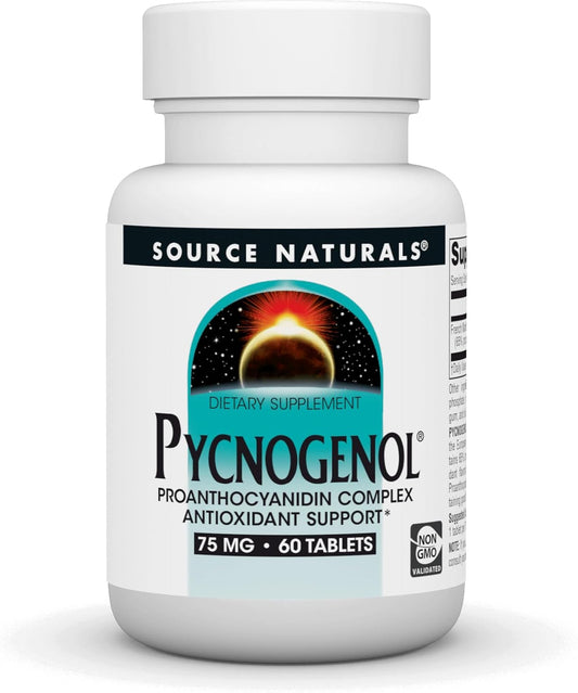 Source Naturals Pycnogenol 75 mg Tablets - Antioxidant Proanthocyanidin Complex - 60 Count