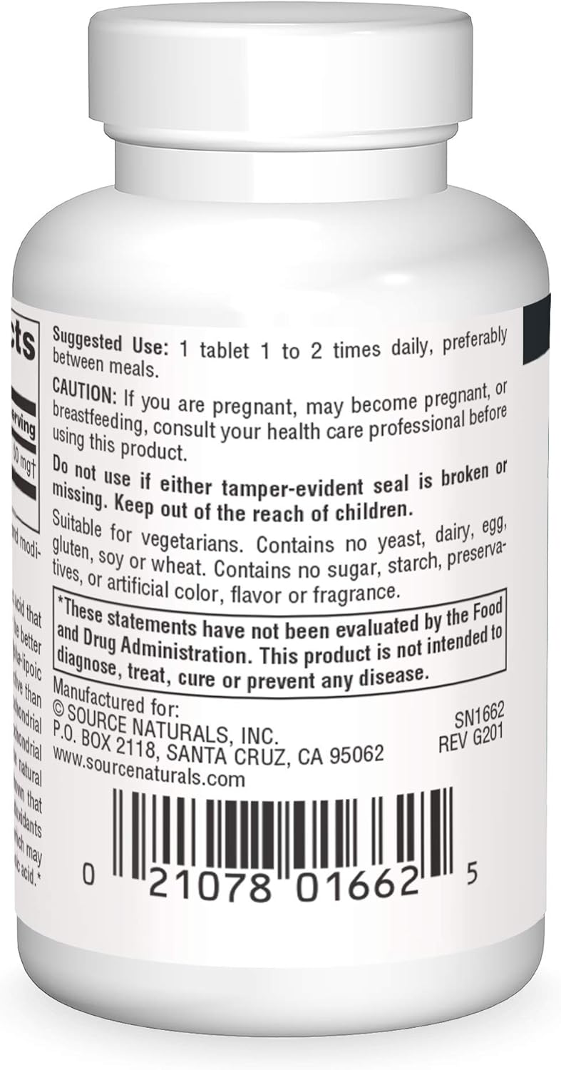 Source Naturals R-Lipoic Acid 50mg - Antioxidant Support Supplement, 60 Tablets