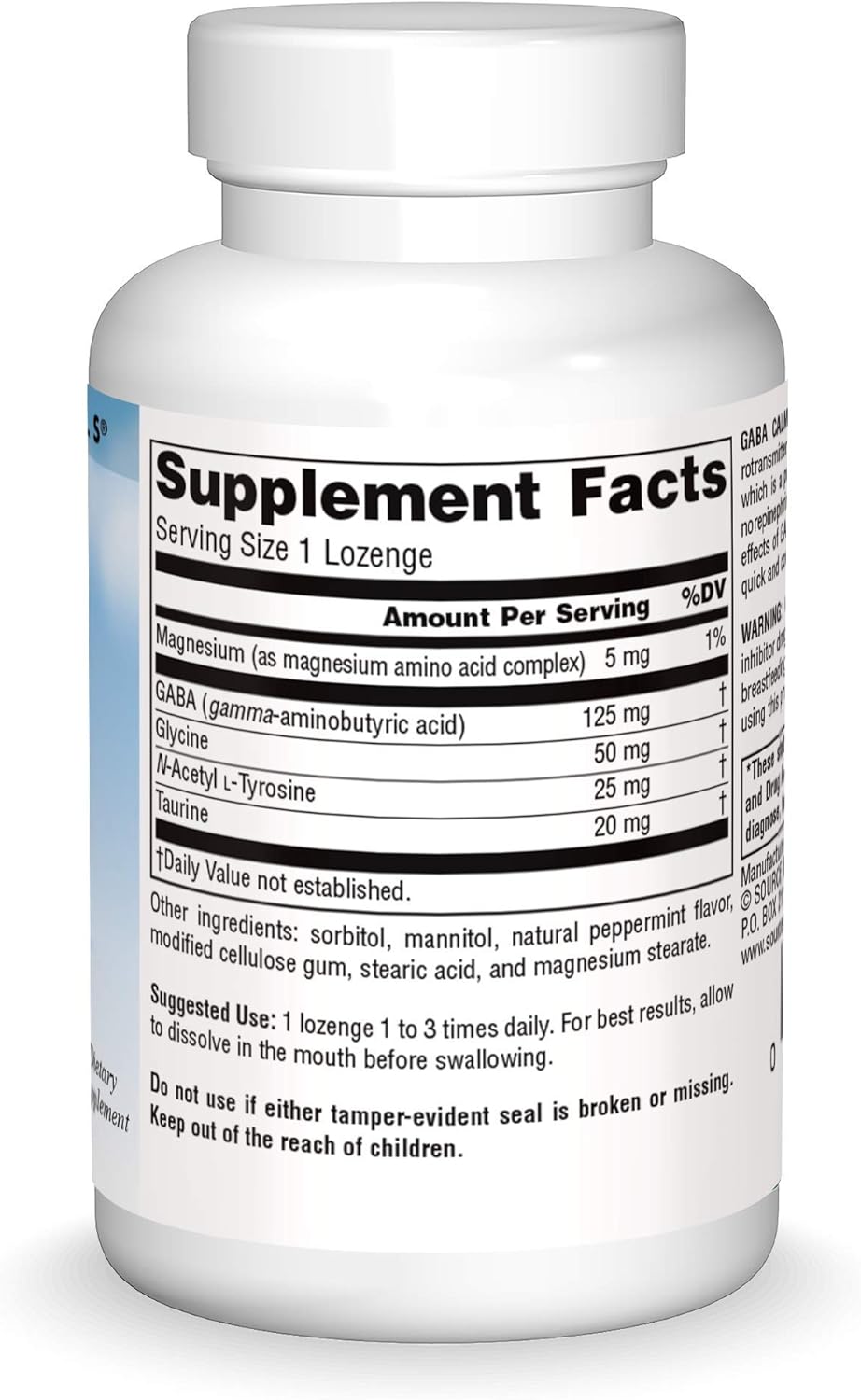 Source Naturals Serene Science GABA Calm Lozenges - Peppermint Flavor, 30 Quick Dissolving Tablets