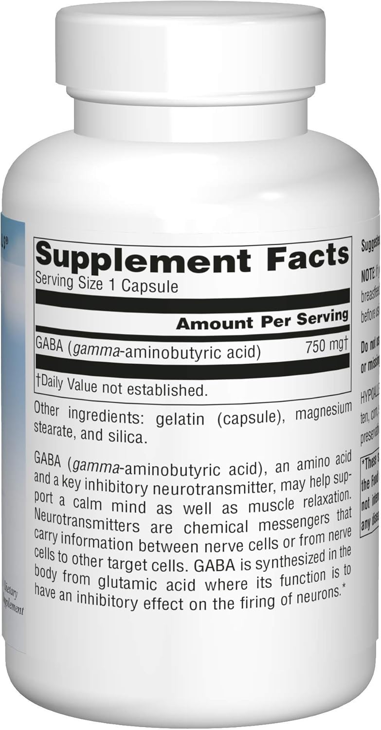 Source Naturals Serene Science GABA Capsules - 90 Count, 750mg for Calm Mind & Relaxation