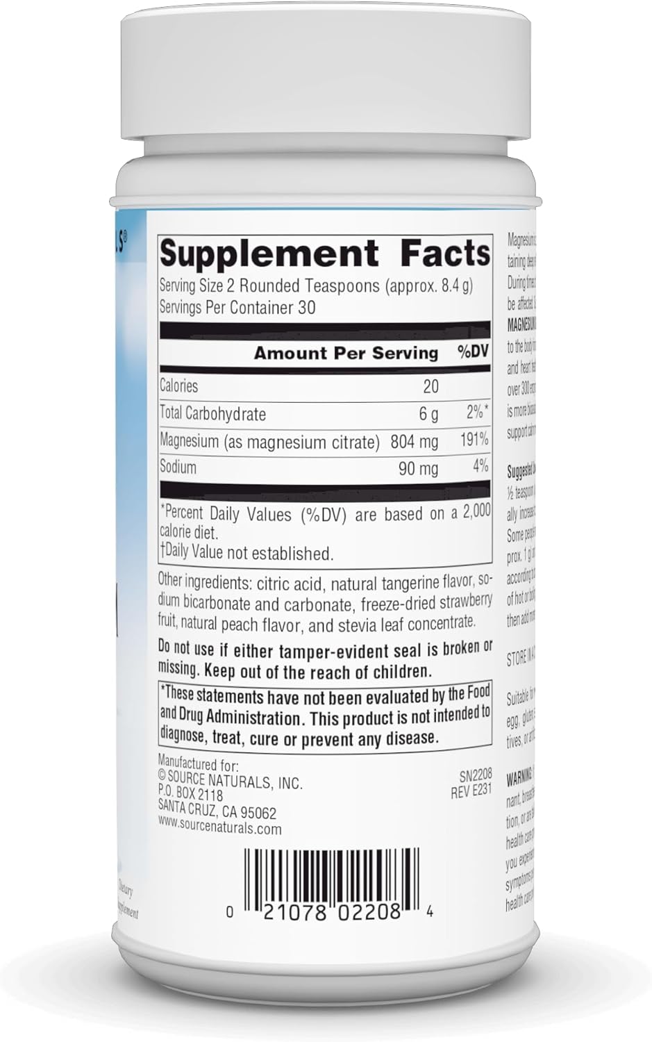 Source Naturals Serene Science Magnesium Serene Powder, Tangerine Flavored - 9 Ounce for a Calm and Peaceful Body