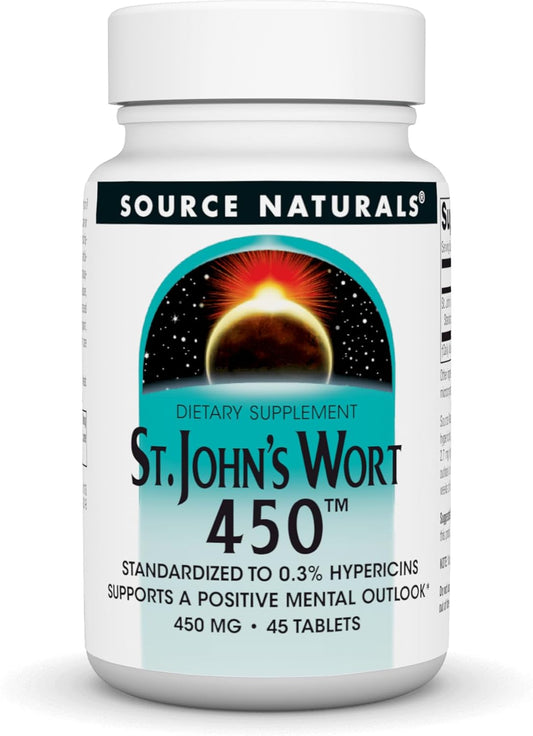 Source Naturals St. John's Wort 450 mg Tablets for Positive Mental Outlook - 45 Count