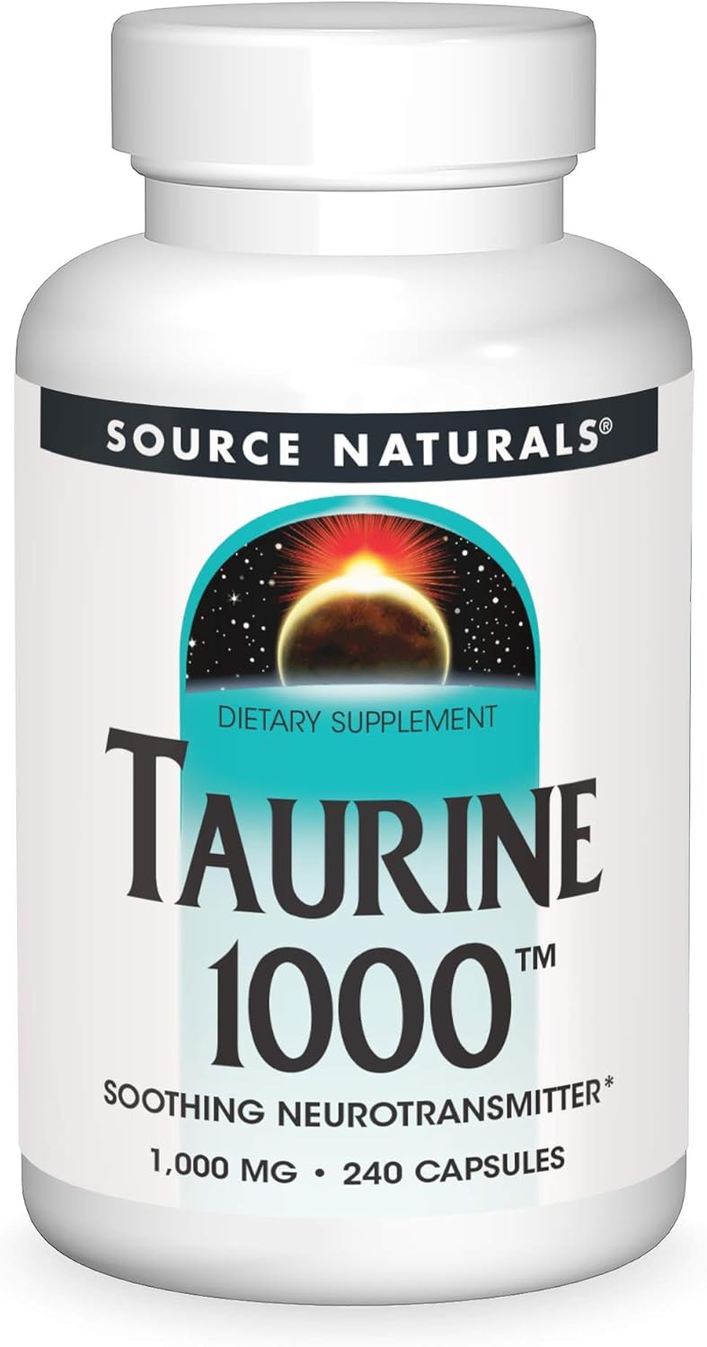 Source Naturals Taurine Capsules - 1000mg, 240 Count, Supports Neurotransmitter Function