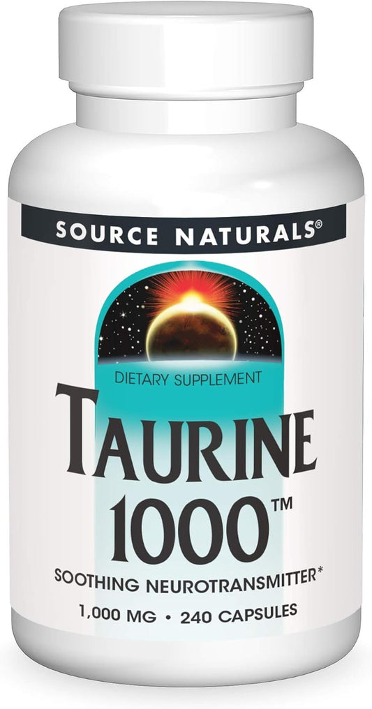 Source Naturals Taurine Capsules - 1000mg, 240 Count, Supports Neurotransmitter Function