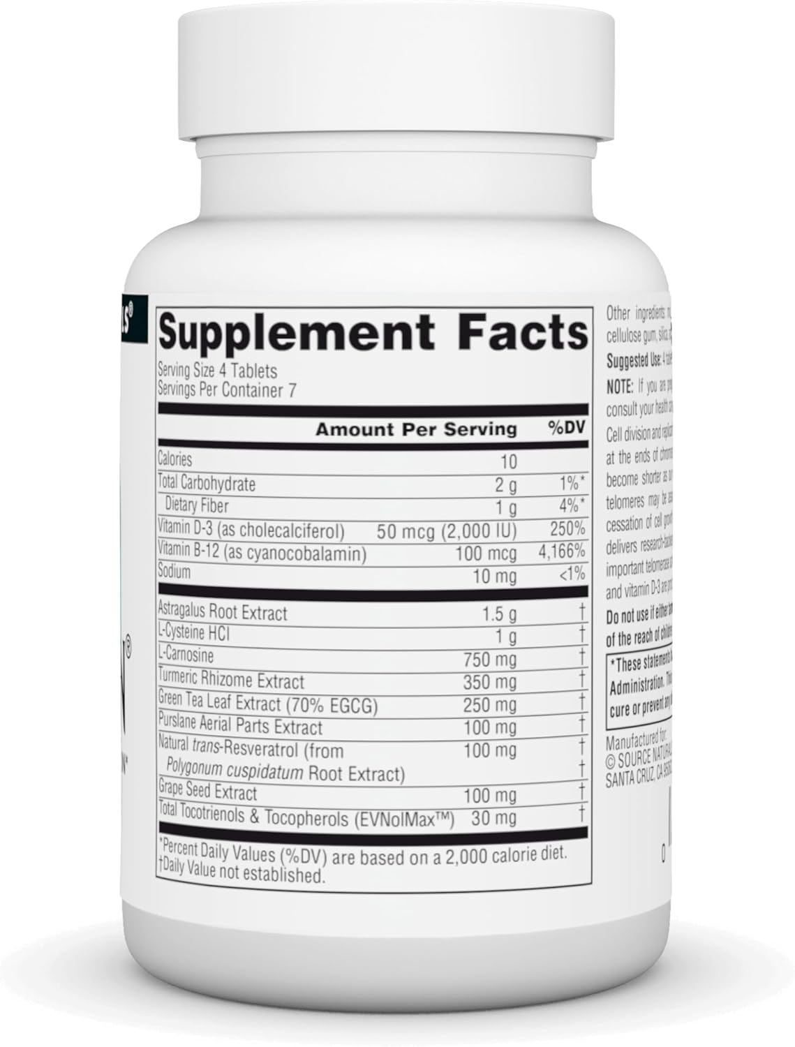 Source Naturals Telomeron Tablets - 30 Count - Anti-Aging Support Supplement