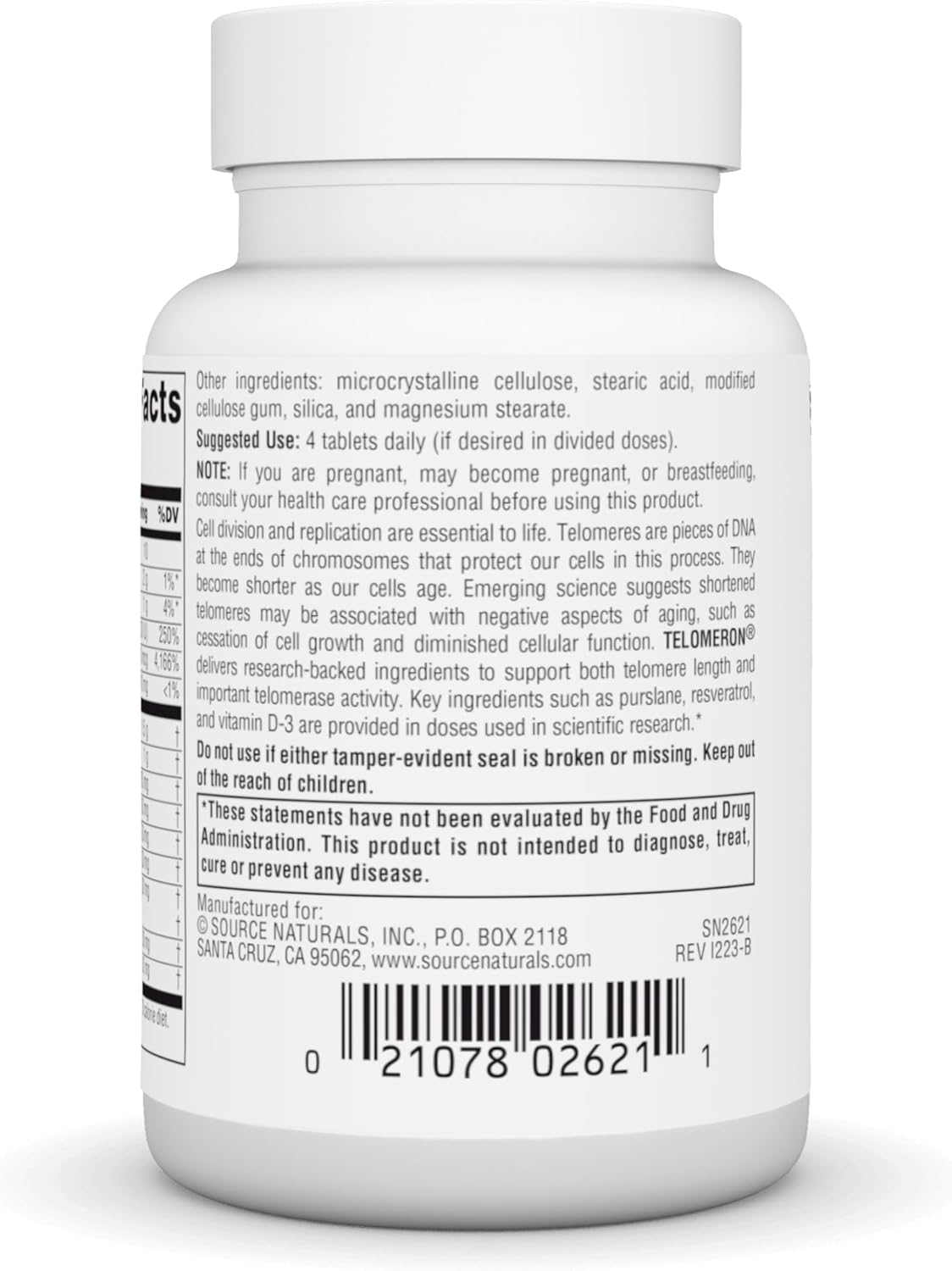 Source Naturals Telomeron Tablets - 30 Count - Anti-Aging Support Supplement