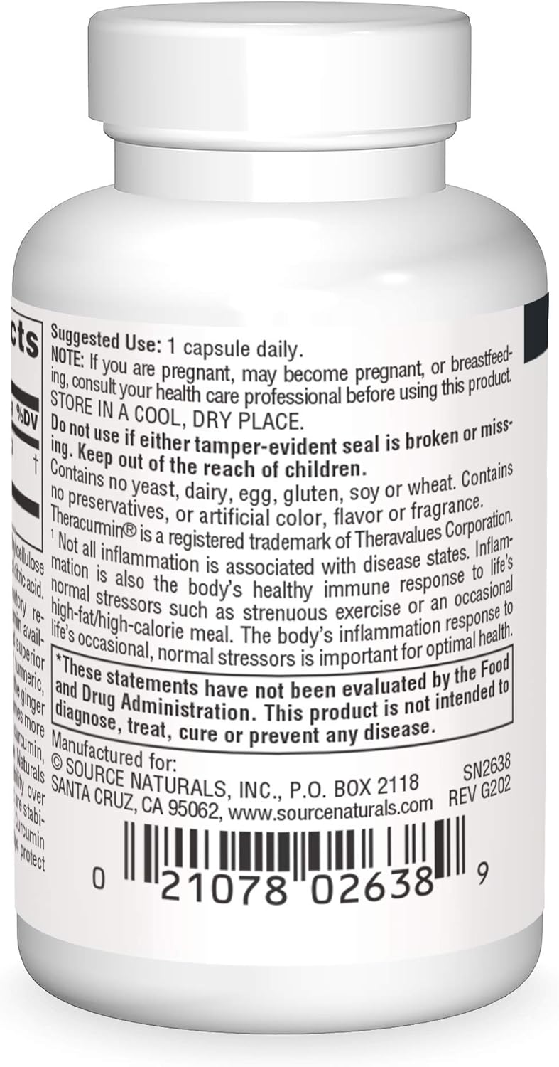 Source Naturals Theracurmin 300mg - 30 Vegetarian Capsules for Healthy Inflammatory Response