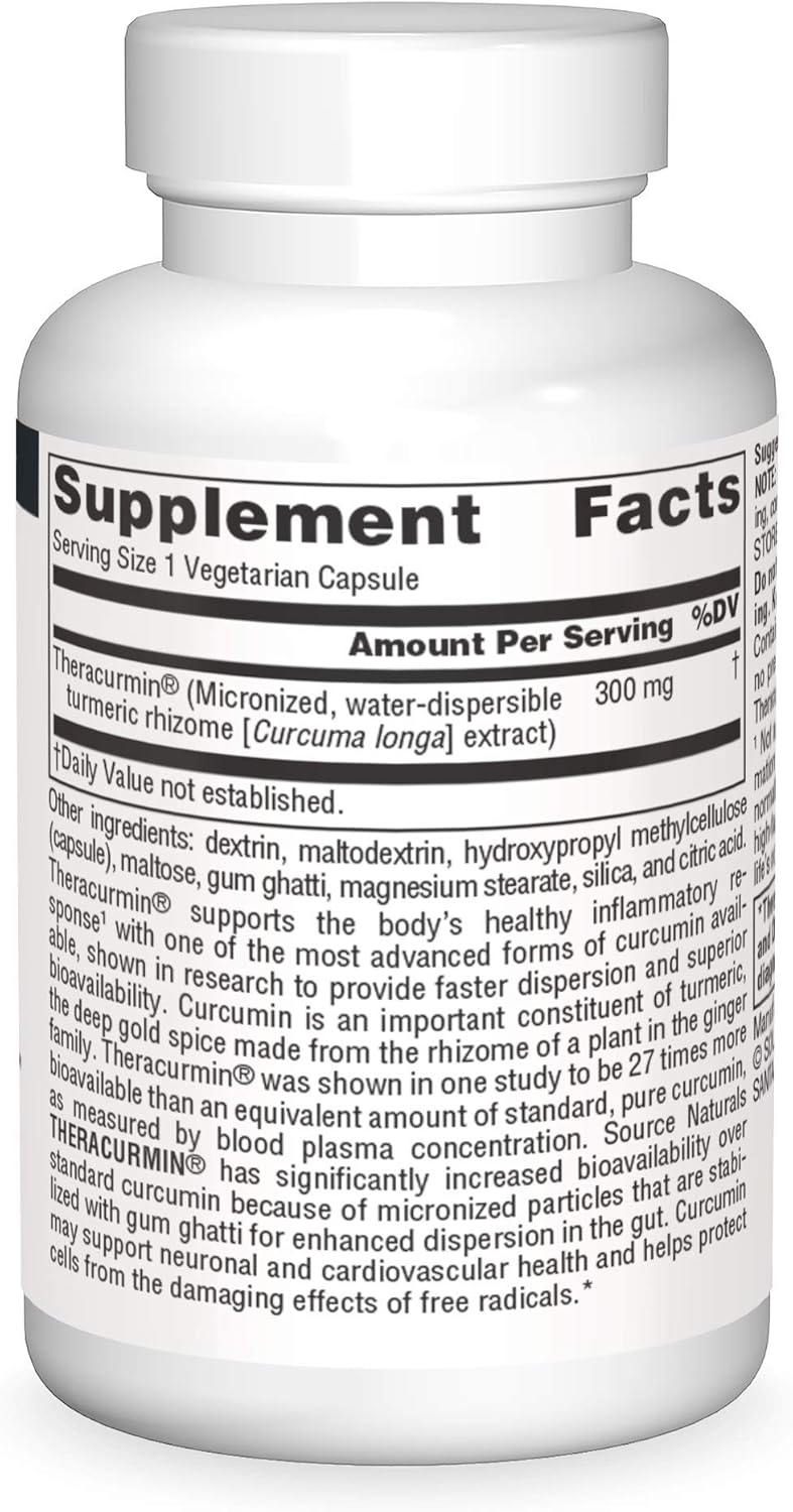 Source Naturals Theracurmin 300mg - 30 Vegetarian Capsules for Healthy Inflammatory Response