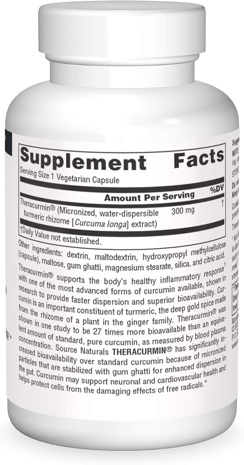 Source Naturals Theracurmin 300mg - 60 Vegetarian Capsules for Healthy Inflammation Support