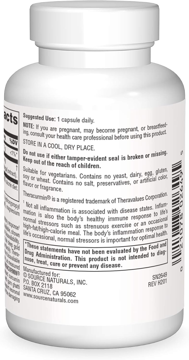 Source Naturals Theracurmin 600mg - 30 Vegetarian Capsules for Healthy Inflammatory Response