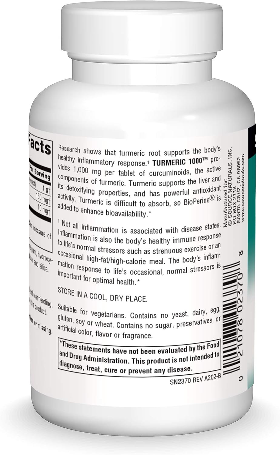 Source Naturals Turmeric 1000, 1000mg for Healthy Inflammatory Response, 60 Tablets