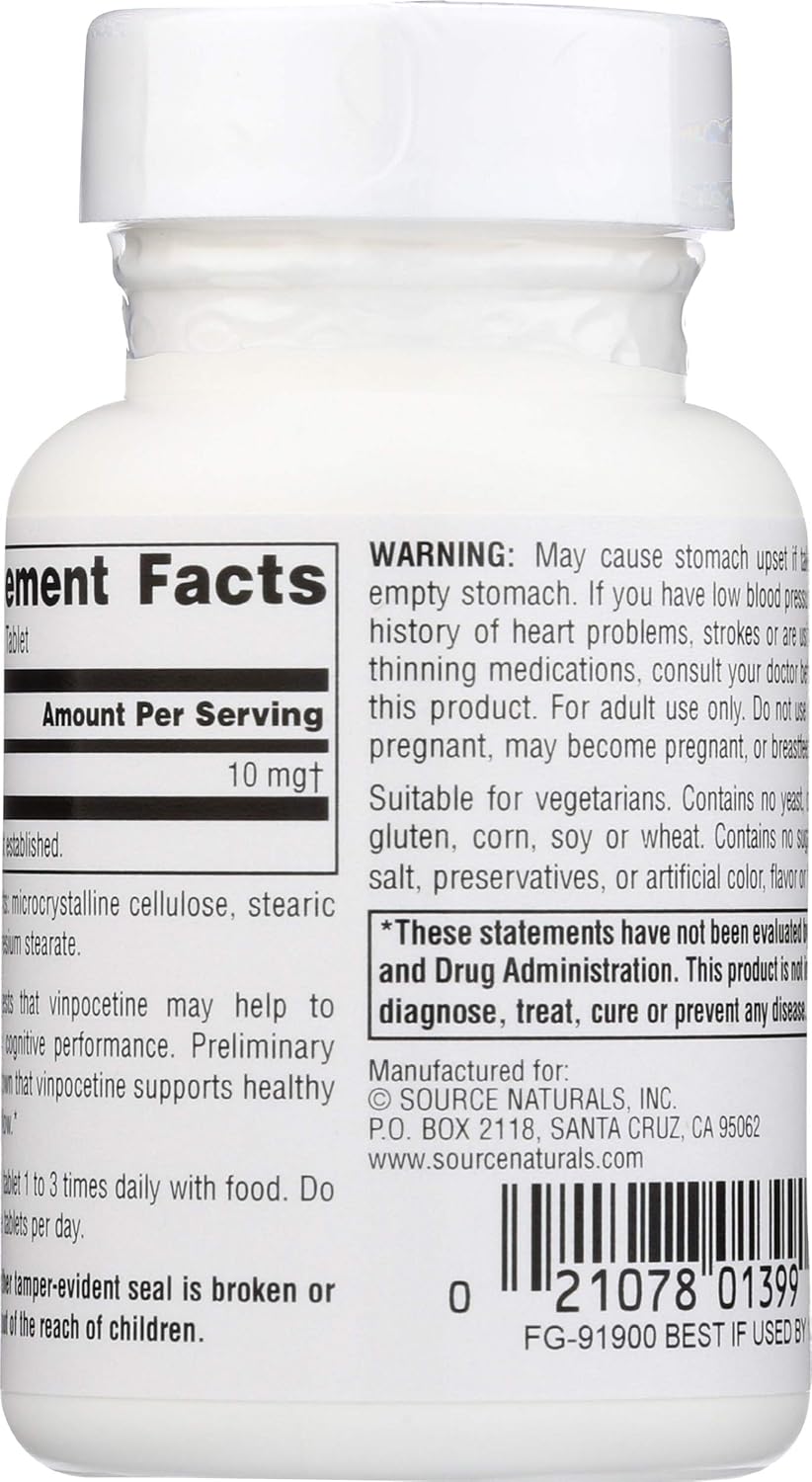 Source Naturals Vinpocetine 10mg Tablets - 120 Count Bottle