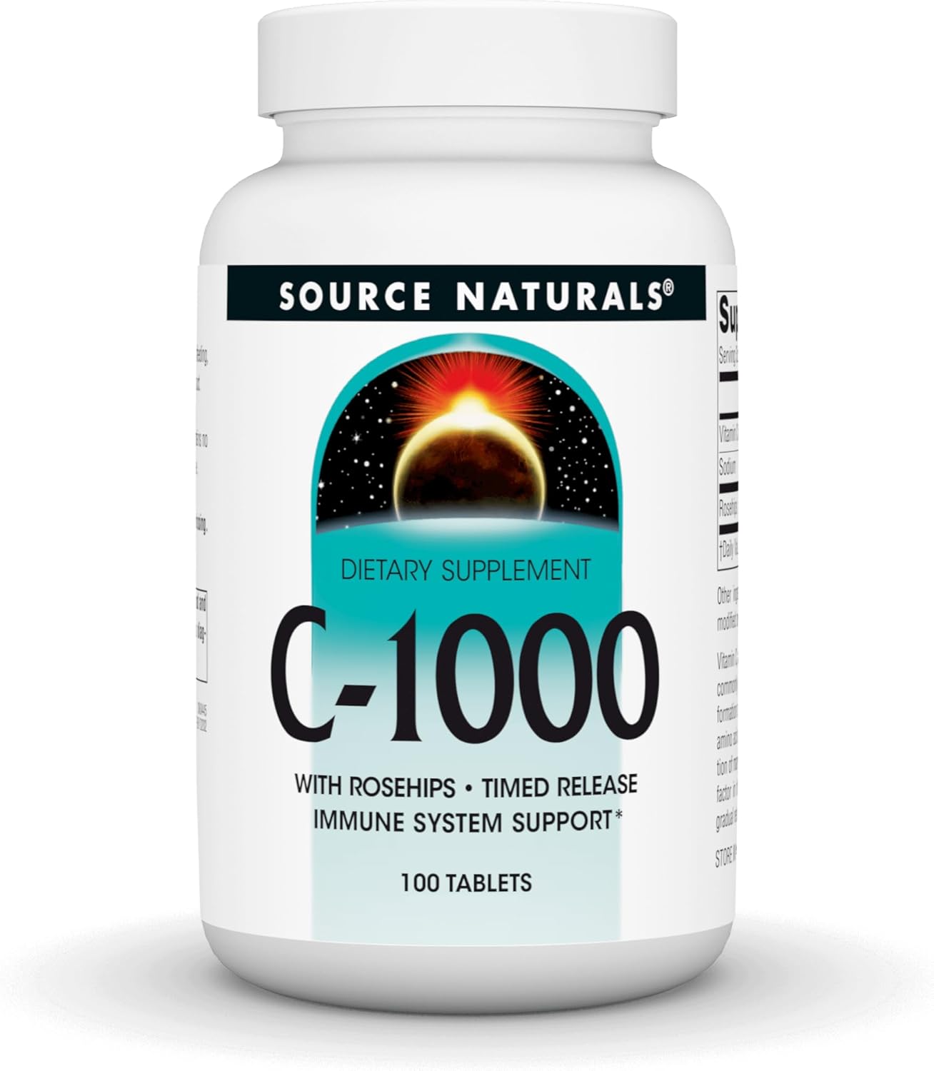 Source Naturals Vitamin C-1000 with Rose Hips 1000mg - Immune System Support - 100 Time Release Tablets