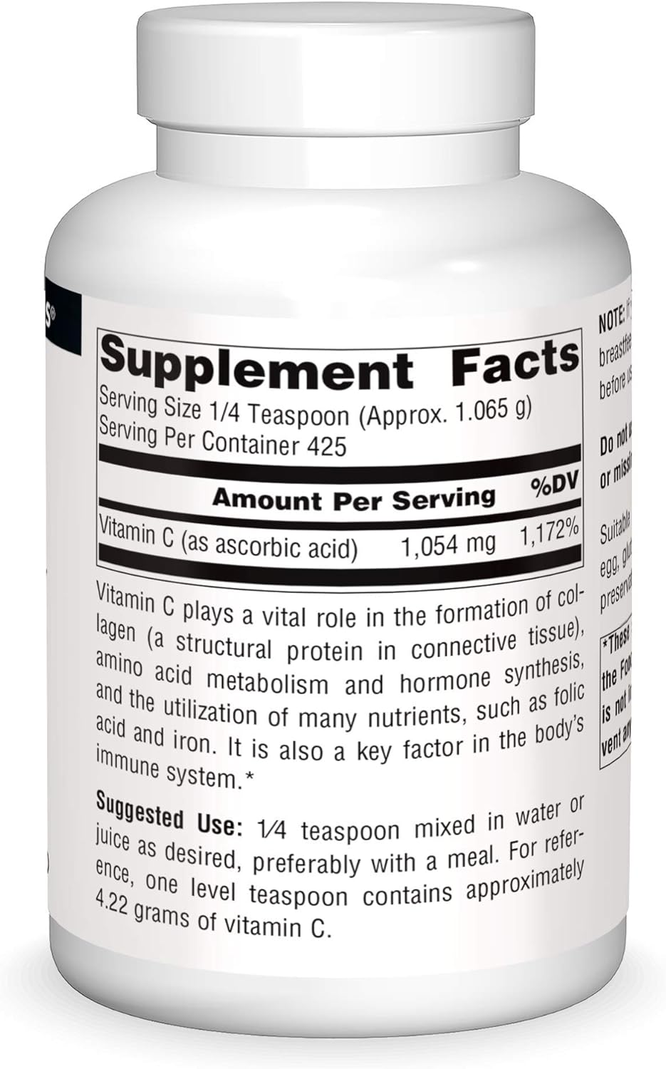 Source Naturals Vitamin C Ascorbic Acid Crystals 16 oz - Instantly Dissolving Dietary Supplement